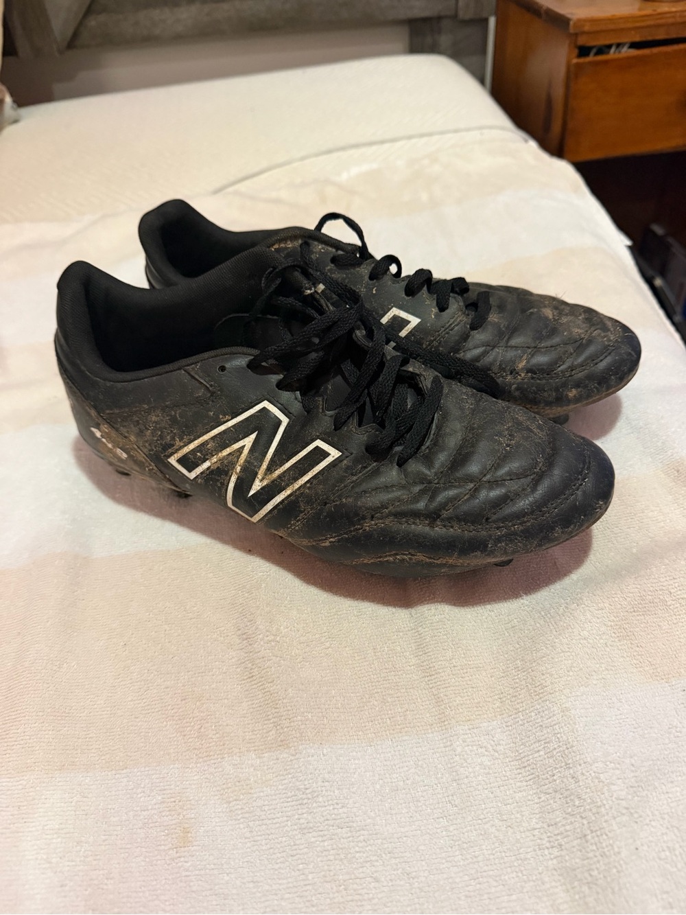 New Balance Kids Black Soccer Sneakers with White Logo